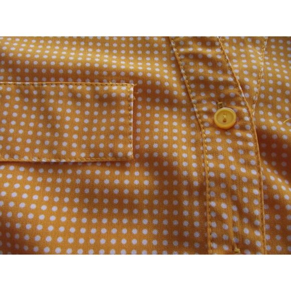 NY Collection Gold Polkadot Sleeveless Button Shirt Size Large white pockets - Picture 4 of 10
